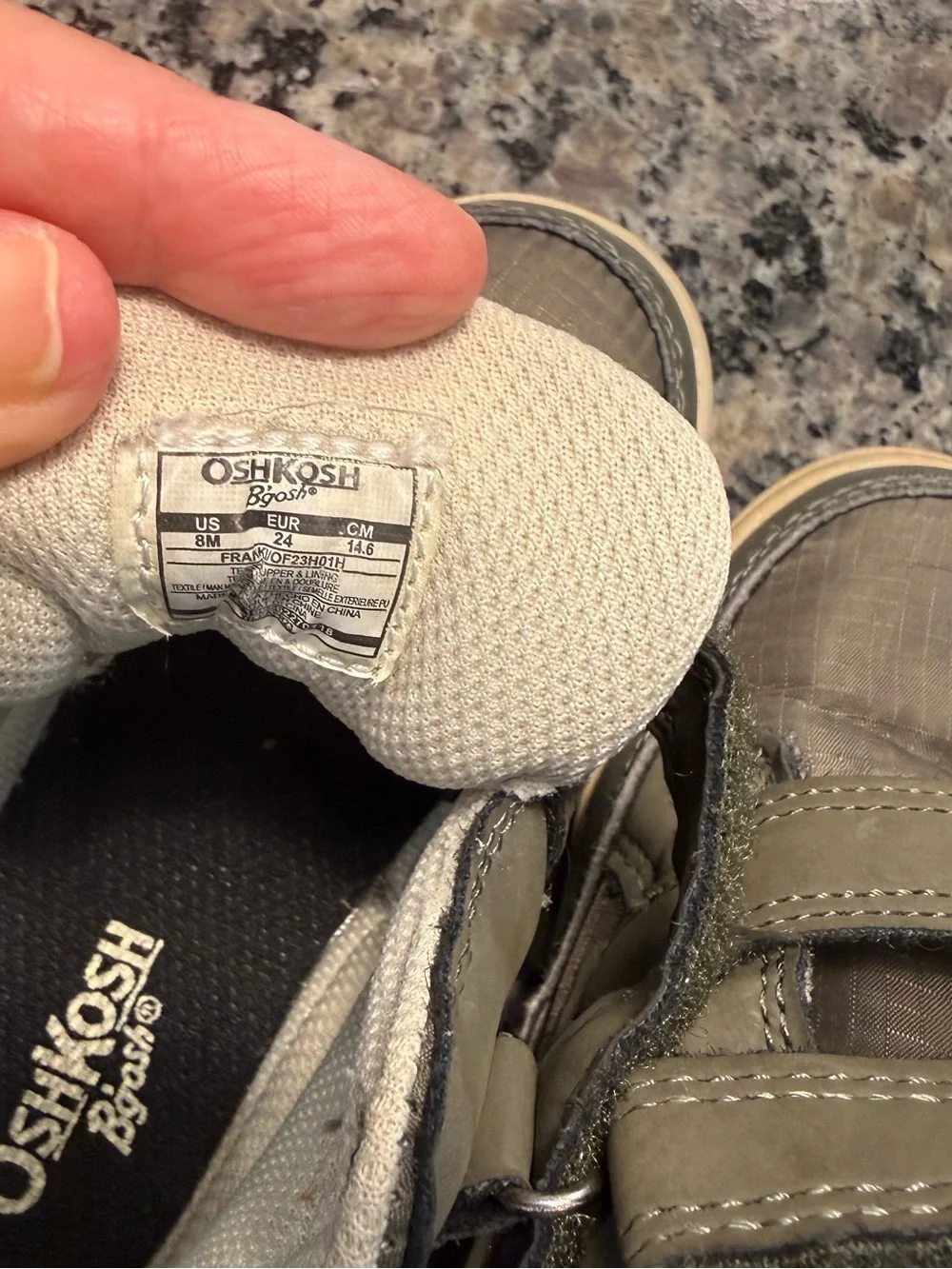 OshKosh B'gosh Olive Green Double Velcro Kids Sneakers